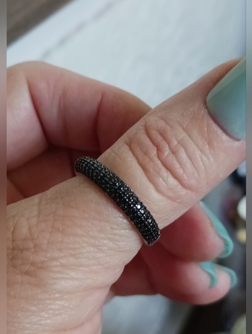 Sterling Silver Black Spinel Ring, Size 9